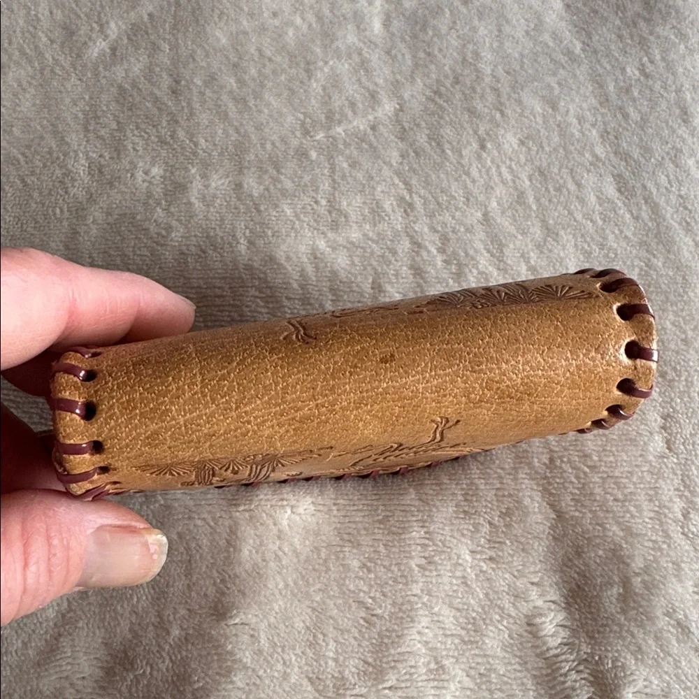 Vintage Handmade Leather Souvenir Coin Purse